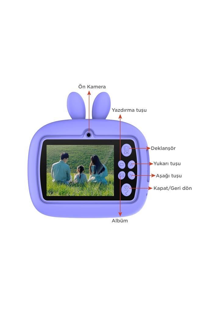 Torima TRM-CMR18 Mor Dijital Video Fotoğraf Çocuk Kamerası Anlık Termal Resim Kağıt Baskılı Yazıcı Mor
